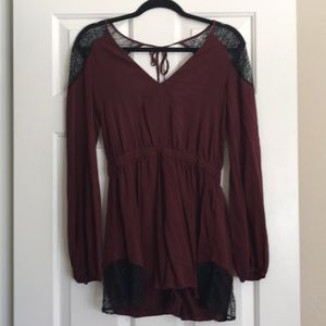 Kimchi Blue - maroon gothic lace romper